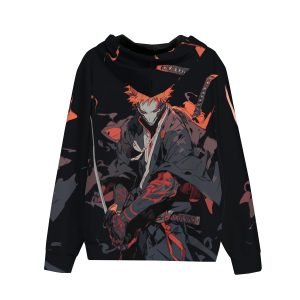 Hoodie Bleach Bleach dengan Hoodie Pedang Hoodie Jepun Hoodie Anime Hoodie Unisex Comfort Hoodie Baju sejuk Bertudung Poliester Sejuk dengan Zip- 3KSD5C 6 4