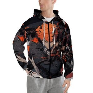 Svart luvtröja med dragkedja Bleach hoodie Japansk hoodie Anime hoodie Cool tröja med huva i polyester för män och kvinnor- 6PN7OW 6 1 1
