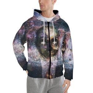 3D Print Novelty Galaxy and Skull Zip Up Huvtröja Polyester Luvtröja Galaxy Hoodie Cool Hoodie- 8H6LEA 6 1