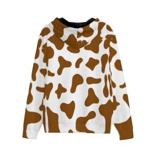 Brun Cow Print Vuxen Hoodie All Over Print Zip Up Hooded Sweatshirt Polyester Hoodie- 8S8HYS 6 4