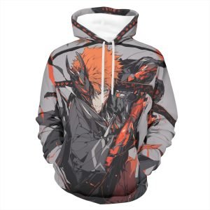 Grey Bleach Hoodie Japanesch Hoodie Anime Hoodie Comfort Hoodie Cool Polyester Pullover Hoodie fir Männer a Fraen- FQ7OIM 6 4
