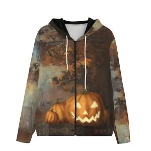 Halloween Fall Hoodies Pumpkin Zip Up Hooded Sweatshirt Casual and Comfort Polyester Hoodie- MMWYA9 6 3