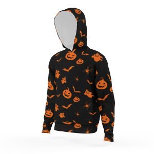 Kids Bats and Pumpkin Hoodie Orange and Black Halloween Hoodie Polyester Casual and Comfy Hooded Sweatshirt for Teenagers- PK9SGY 6 5