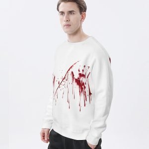 Drip Blood Halloween T-shirt Drip Hoodless Hoodie Cool T-shirt Polyester T-shirt met ronde hals en lange mouwen voor mannen en vrouwen- R7OOQJ 6 4