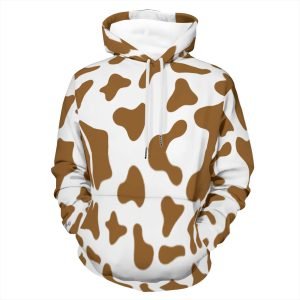 Braun Kou Print Erwuessener Oversize All Over Print Pullover Hooded Sweatshirt EU Gréisst Fleece Warm a Soft Polyester Hoodie- R9DAKQ 6 4