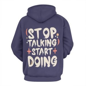 STOP TALKING START DOING Letter Print Hoodie Mental Health Hooded Sweatshirt Pullover Navy Blue- RIG8ZV 6 5 1.jpg