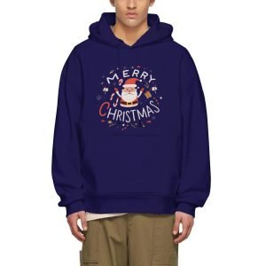 Nollaig Shona le Santa Graphic Hooded Sweatshirt na Nollag Hoodie Hoodie Warm Polyester Pullover Pullover Nollag Hoodie Navy Blue- SU5L2C 6 1 1.jpg