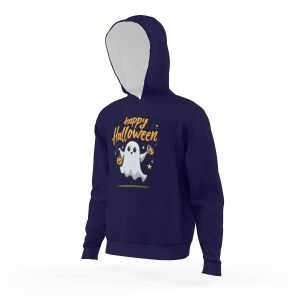 Kids Happy Halloween with Cute Ghost Hooded Sweatshirt Polyester Pullover Hoodie Navy Blue- VGHR8Z 6 5.jpg
