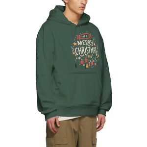 Hyvää joulua värikkäiden valojen kera Hupullinen huppari Jouluhuppari Lämmin fleece Ylimitoitettu polyesterineulepusero Jouluhuppari Vihreä- W9SCKZ 6 2.jpg