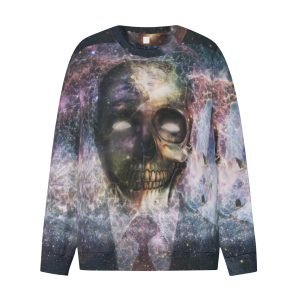 3D Baskı Yenilikçi Galaksi ve Kafatası Kapüşonlu Üst Polyester Bisiklet Yaka Tişört Galaxy Gömlek Hafif Kapşonlu AB Beden Uzun Kollu Tişört- WN7GQ2 6 1