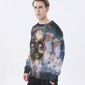 3D Print Neiegkeet Galaxy a Schädel Hoodless Sweatshirt Polyester Crewneck T Shirt Galaxy Shirt Liichtgewiicht Hoodie EU Gréisst Long-sleeved T-Shirt- WN7GQ2 6 4