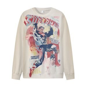 Men and Women Graffiti Superman Sweatshirt Marvel T-Shirt Crew Neck Hoodie- YSIEJ4 6 1.jpg