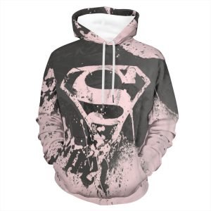 Pink and Black Superman Logo Hooded Sweatshirt Marvel Hoodie Pullover Polyester Hoodie- ZYFX6G 6 4.jpg