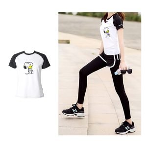 Women’s Raglan Short Sleeves Shirt Snoopy T-Shirt Polyester T-Shirt- 9B6883 6 4.jpg