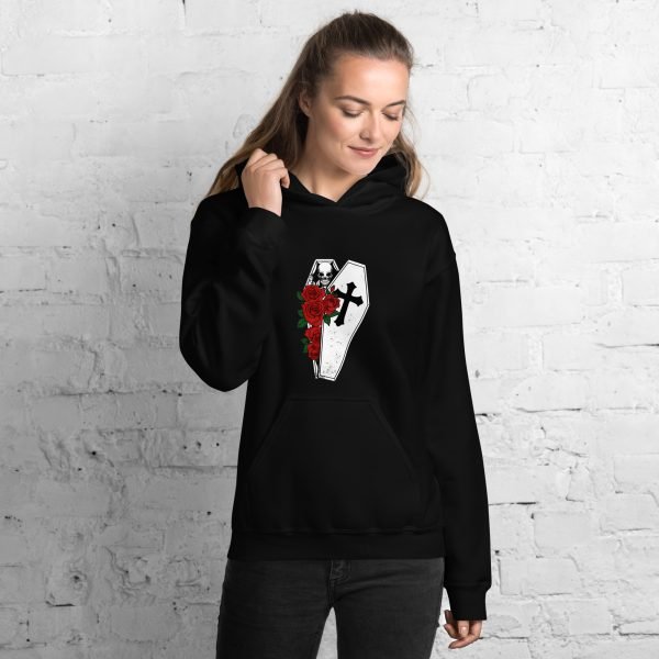 Unisex Skull Rose and Cross Hoodies Sweatshirt Streetwear Goth Hoodie Multicolor- unisex heavy blend hoodie black front 65323b84470e6.jpg