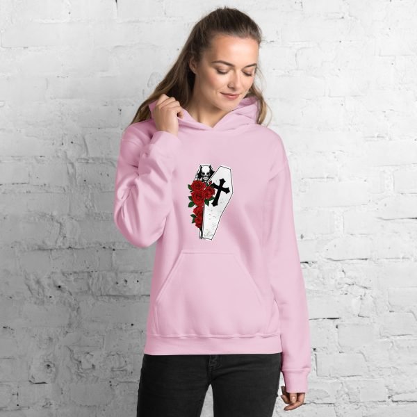 Unisex Skull Rose and Cross Hoodies Sweatshirt Streetwear Goth Hoodie Multicolor- unisex heavy blend hoodie light pink front 65323b8457966.jpg