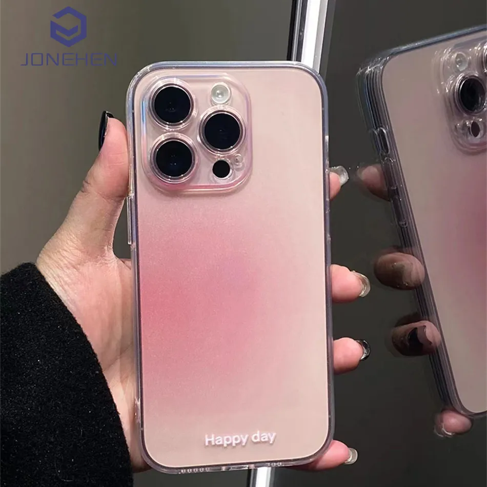 Funda de teléfono de silicona en polvo rosa transparente de lujo