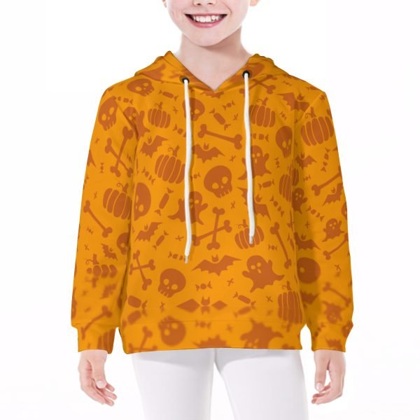 Orange Full Printed Skull and Bats Kids Hoodie Sets Halloween Hoodie Sets Comfort Hoodie for Kids- XD7S6W 6 2.jpg