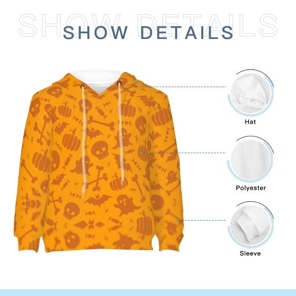 Orange Full Printed Skull and Bats Kids Hoodie Sets Halloween Hoodie Sets Comfort Hoodie for Kids- XD7S6W 6 4.jpg