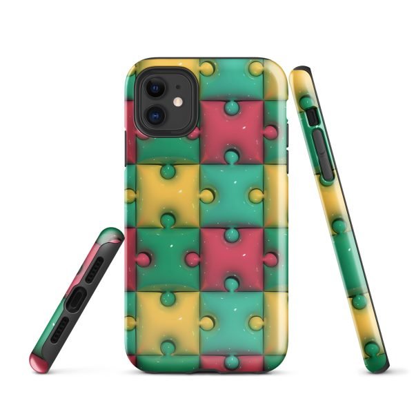 3D Print Green Yellow and Red Puzzles Stunning Patterns That Create a Realistic and Vivid Illusion on Your Phone- tough case for iphone glossy iphone 11 front 656036e3202c1.jpg