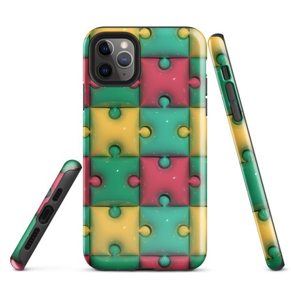 3D Print Green Yellow and Red Puzzles Stunning Patterns That Create a Realistic and Vivid Illusion on Your Phone- tough case for iphone glossy iphone 11 pro max front 656036e31f6ab.jpg