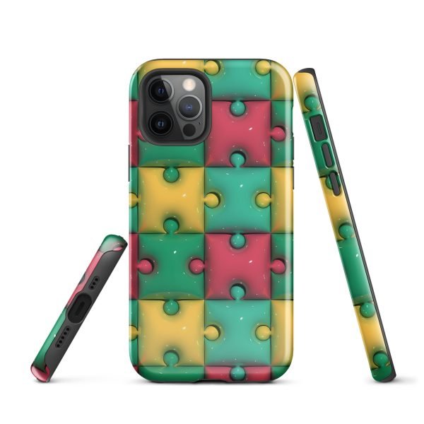 3D Print Green Yellow and Red Puzzles Stunning Patterns That Create a Realistic and Vivid Illusion on Your Phone- tough case for iphone glossy iphone 12 pro front 656036e3206e0.jpg