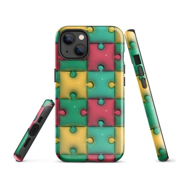 3D Print Green Yellow and Red Puzzles Stunning Patterns That Create a Realistic and Vivid Illusion on Your Phone- tough case for iphone glossy iphone 13 front 656036e320995.jpg