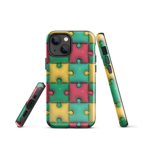 3D Print Green Yellow and Red Puzzles Stunning Patterns That Create a Realistic and Vivid Illusion on Your Phone- tough case for iphone glossy iphone 13 mini front 656036e32083f.jpg