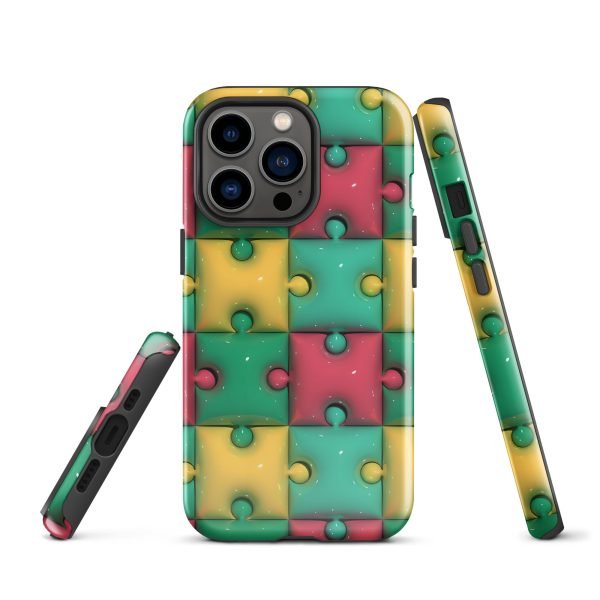 3D Print Green Yellow and Red Puzzles Stunning Patterns That Create a Realistic and Vivid Illusion on Your Phone- tough case for iphone glossy iphone 13 pro front 656036e320aee.jpg