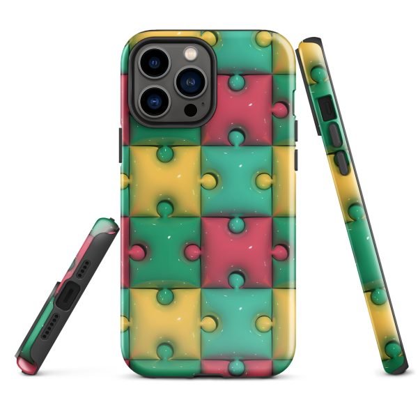 3D Print Green Yellow and Red Puzzles Stunning Patterns That Create a Realistic and Vivid Illusion on Your Phone- tough case for iphone glossy iphone 13 pro max front 656036e320b9c.jpg