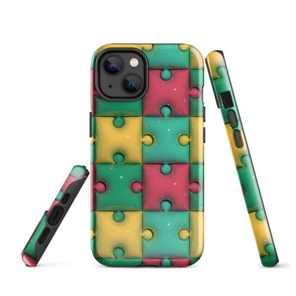 3D Print Green Yellow and Red Puzzles Stunning Patterns That Create a Realistic and Vivid Illusion on Your Phone- tough case for iphone glossy iphone 14 front 656036e320c5c.jpg