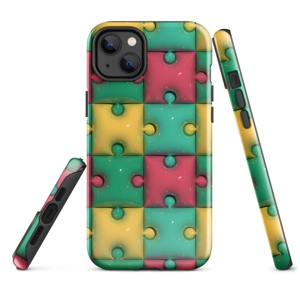 3D Print Green Yellow and Red Puzzles Stunning Patterns That Create a Realistic and Vivid Illusion on Your Phone- tough case for iphone glossy iphone 14 plus front 656036e320cfe.jpg