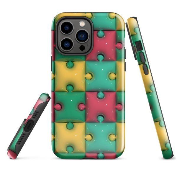 3D Print Green Yellow and Red Puzzles Stunning Patterns That Create a Realistic and Vivid Illusion on Your Phone- tough case for iphone glossy iphone 14 pro max front 656036e320e4d.jpg