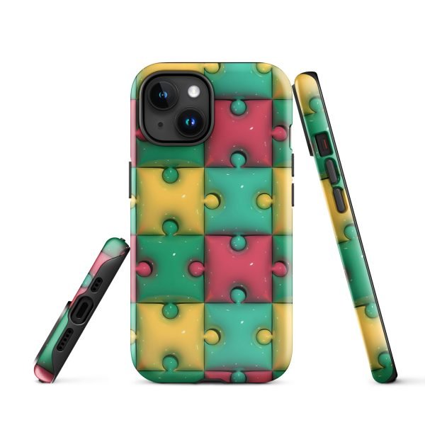 3D Print Green Yellow and Red Puzzles Stunning Patterns That Create a Realistic and Vivid Illusion on Your Phone- tough case for iphone glossy iphone 15 front 656036e320f2b.jpg