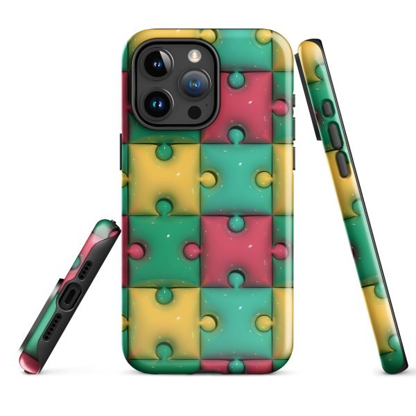 3D Print Green Yellow and Red Puzzles Stunning Patterns That Create a Realistic and Vivid Illusion on Your Phone- tough case for iphone glossy iphone 15 pro max front 656036e32111e.jpg