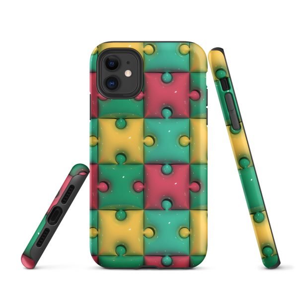 3D Print Green Yellow and Red Puzzles Stunning Patterns That Create a Realistic and Vivid Illusion on Your Phone- tough case for iphone matte iphone 11 front 656036e32033f.jpg