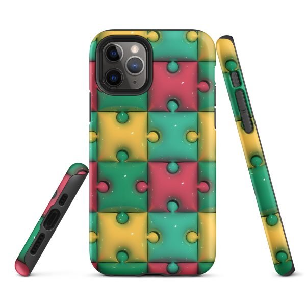 3D Print Green Yellow and Red Puzzles Stunning Patterns That Create a Realistic and Vivid Illusion on Your Phone- tough case for iphone matte iphone 11 pro front 656036e3203ee.jpg