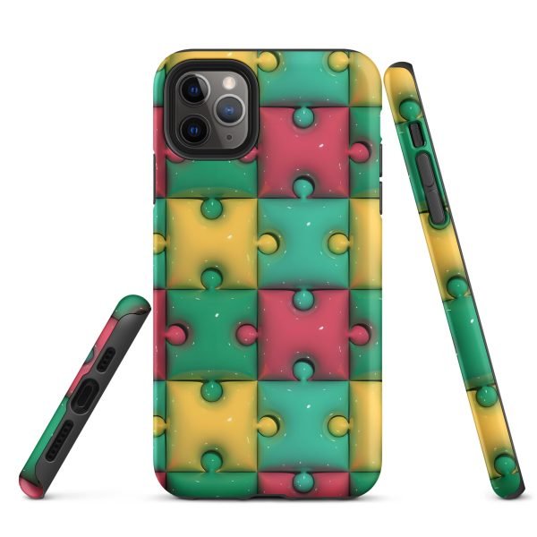3D Print Green Yellow and Red Puzzles Stunning Patterns That Create a Realistic and Vivid Illusion on Your Phone- tough case for iphone matte iphone 11 pro max front 656036e32046a.jpg