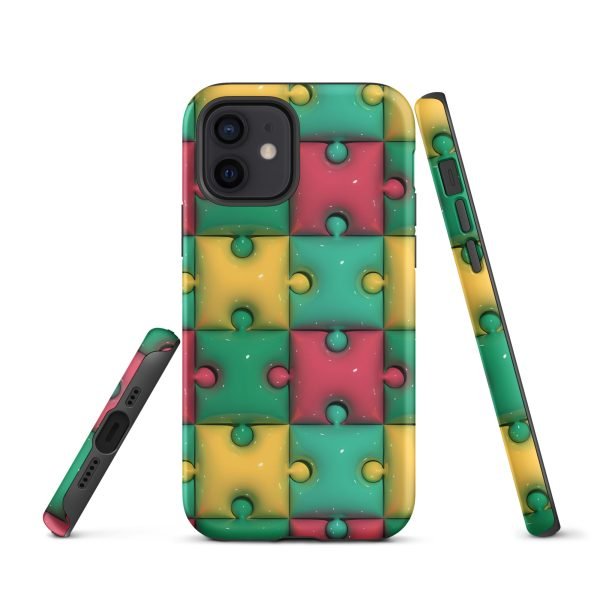 3D Print Green Yellow and Red Puzzles Stunning Patterns That Create a Realistic and Vivid Illusion on Your Phone- tough case for iphone matte iphone 12 front 656036e32068e.jpg