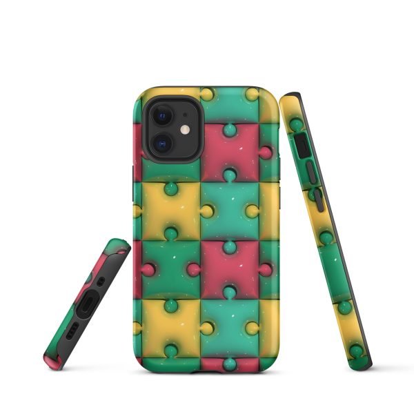 3D Print Green Yellow and Red Puzzles Stunning Patterns That Create a Realistic and Vivid Illusion on Your Phone- tough case for iphone matte iphone 12 mini front 656036e320597.jpg