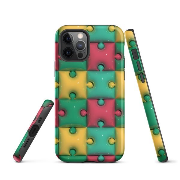 3D Print Green Yellow and Red Puzzles Stunning Patterns That Create a Realistic and Vivid Illusion on Your Phone- tough case for iphone matte iphone 12 pro front 656036e320736.jpg
