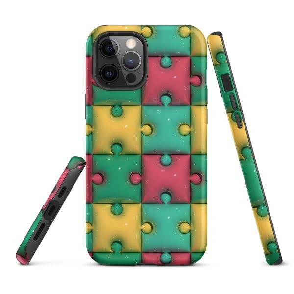 3D Print Green Yellow and Red Puzzles Stunning Patterns That Create a Realistic and Vivid Illusion on Your Phone- tough case for iphone matte iphone 12 pro max front 656036e3207d8.jpg