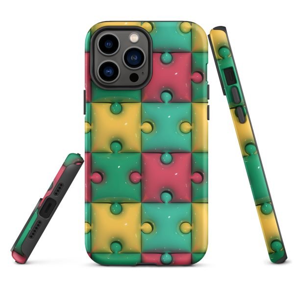 3D Print Green Yellow and Red Puzzles Stunning Patterns That Create a Realistic and Vivid Illusion on Your Phone- tough case for iphone matte iphone 13 pro max front 656036e320c04.jpg