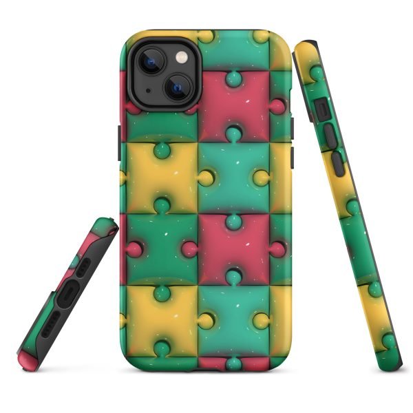 3D Print Green Yellow and Red Puzzles Stunning Patterns That Create a Realistic and Vivid Illusion on Your Phone- tough case for iphone matte iphone 14 plus front 656036e320d52.jpg