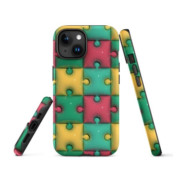 3D Print Green Yellow and Red Puzzles Stunning Patterns That Create a Realistic and Vivid Illusion on Your Phone- tough case for iphone matte iphone 15 front 656036e320f88.jpg