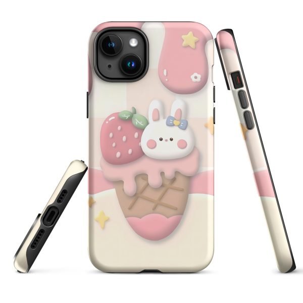 Cute Rabbit and Strawberry Ice Cream Tough Case for iPhone X XR XS SE 7 8 11 12 13 14 15 Pro Mini Plus Pro Max- tough case for iphone matte iphone 15 plus front 6555c105eb624.jpg