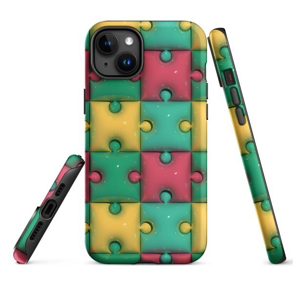 3D Print Green Yellow and Red Puzzles Stunning Patterns That Create a Realistic and Vivid Illusion on Your Phone- tough case for iphone matte iphone 15 plus front 656036e321034.jpg