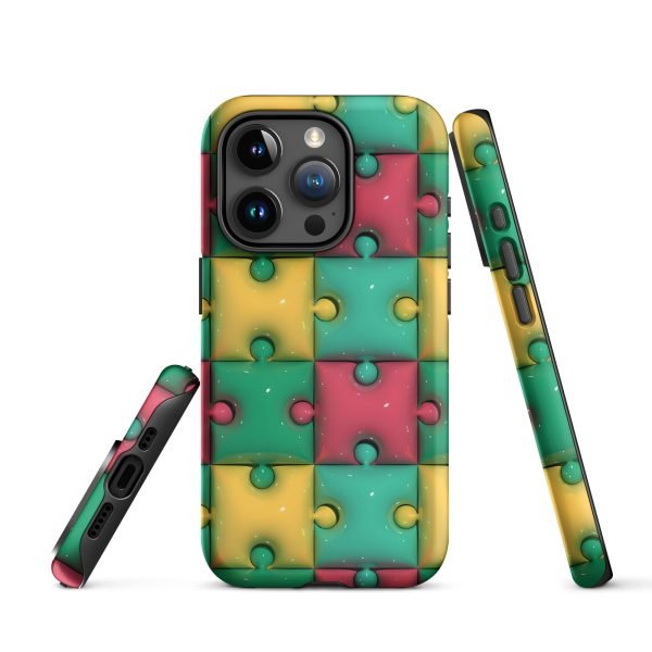 3D Print Green Yellow and Red Puzzles Stunning Patterns That Create a Realistic and Vivid Illusion on Your Phone- tough case for iphone matte iphone 15 pro front 656036e3210d4.jpg