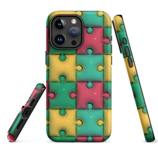 3D Print Green Yellow and Red Puzzles Stunning Patterns That Create a Realistic and Vivid Illusion on Your Phone- tough case for iphone matte iphone 15 pro max front 656036e321181.jpg