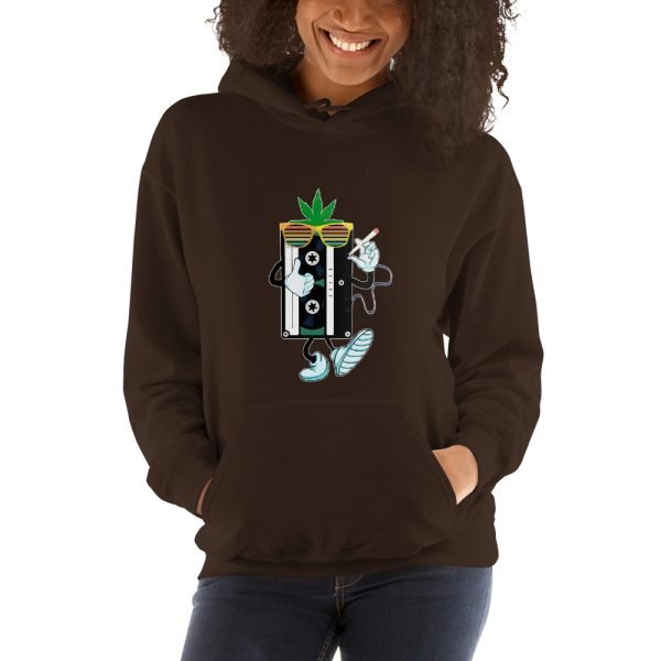 Unisex Audio Tape and Weed Hoodies Funny Hoodie Marijuana Lovers Hoodie Multicolor- unisex heavy blend hoodie dark chocolate front 65430530711cb.jpg